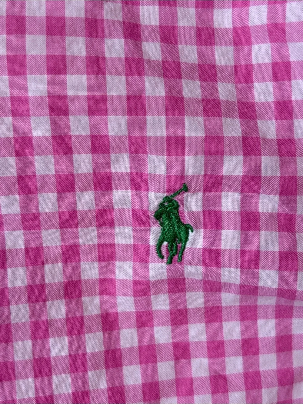 Polo Ralph Lauren Boys Pink Gingham Check Button Down Shirt Size 5 Flaw
